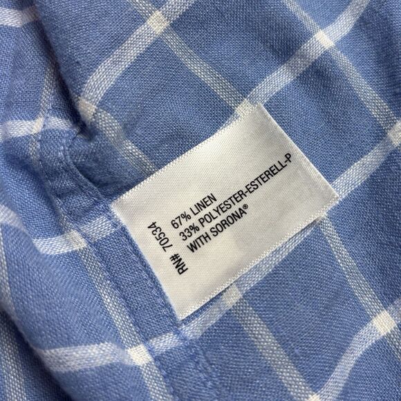Orvis Classic Fit  Performance LINEN Men's L Wicking Button Up Blue Plaid Check - Picture 8 of 8